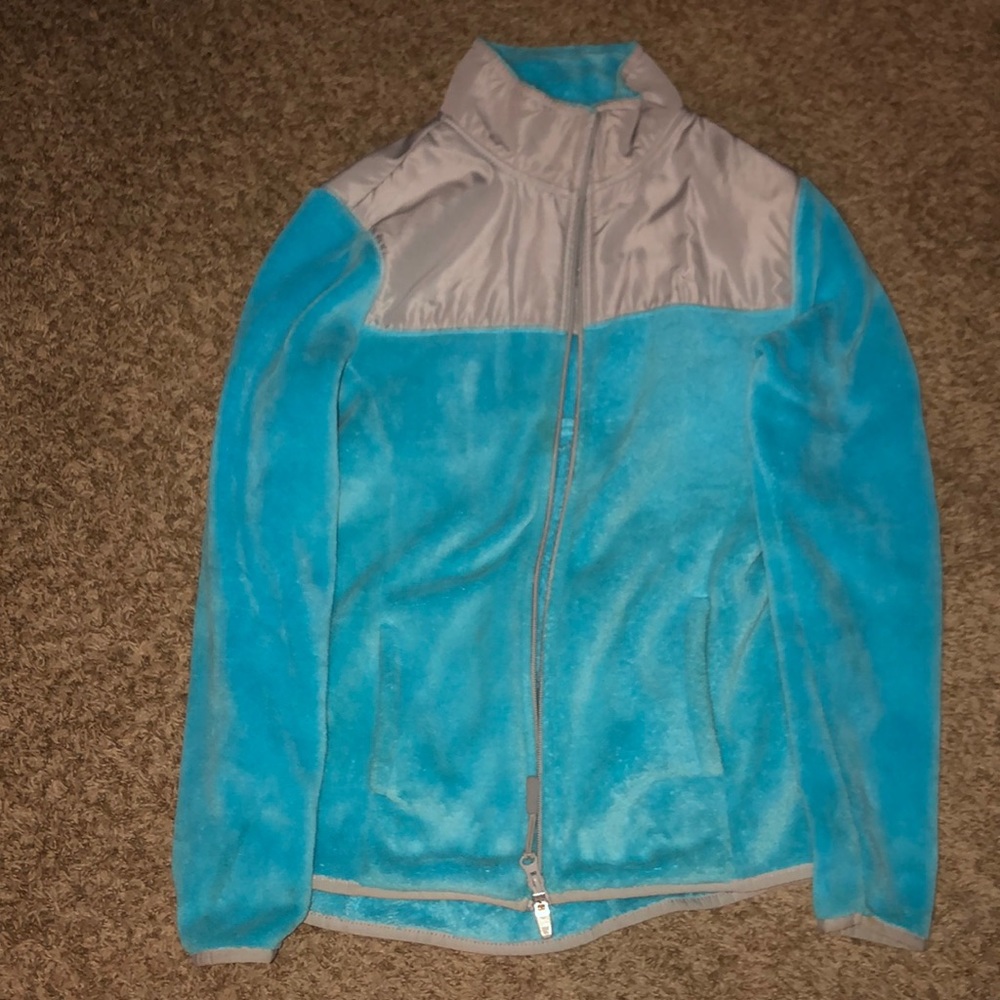 Womens bright blue fleece 4 pockets silver trim